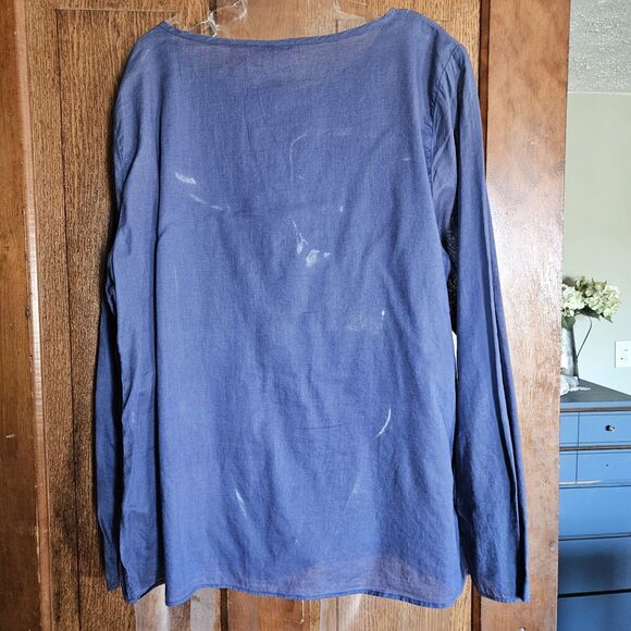 Gloria Vanderbilt Women’s L Navy Blue 100% Cotton Long-Sleeve Lightweight Tunic - Picture 4 of 6
